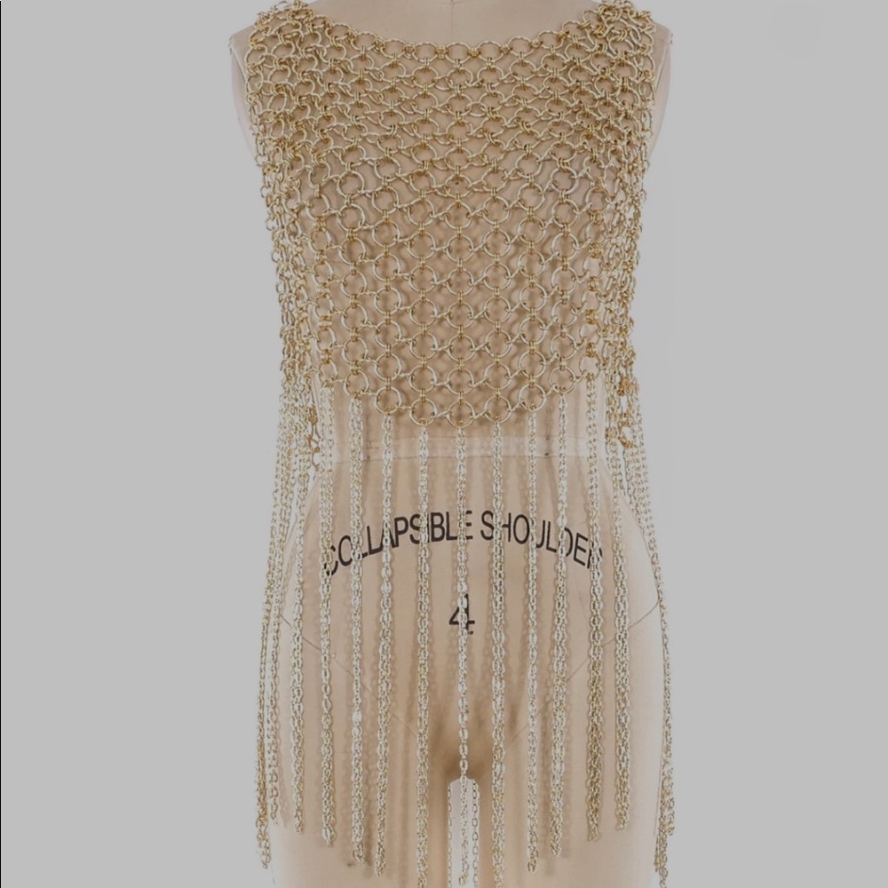 Vintage Gold Chainmail Fringe Top